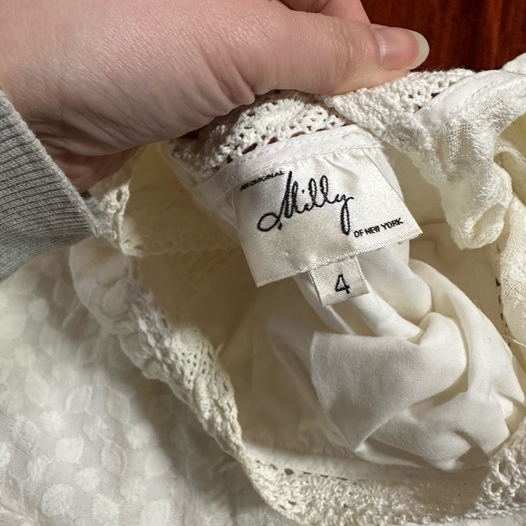 Milly of New York crochet boho top white blouse top S M 4 - Picture 7 of 8